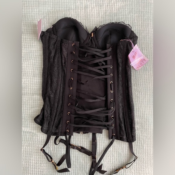 Savage x Fenty Black Lace Strapless Corset Bustier Lingerie Top Size Small NEW - Picture 4 of 6